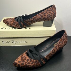 Kim Rogers Leopard Pointed Toe Kitten Heel